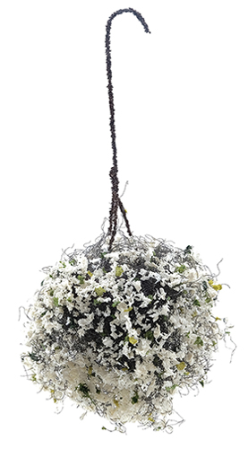 Dollhouse Miniature Hanging Basket: White, Large